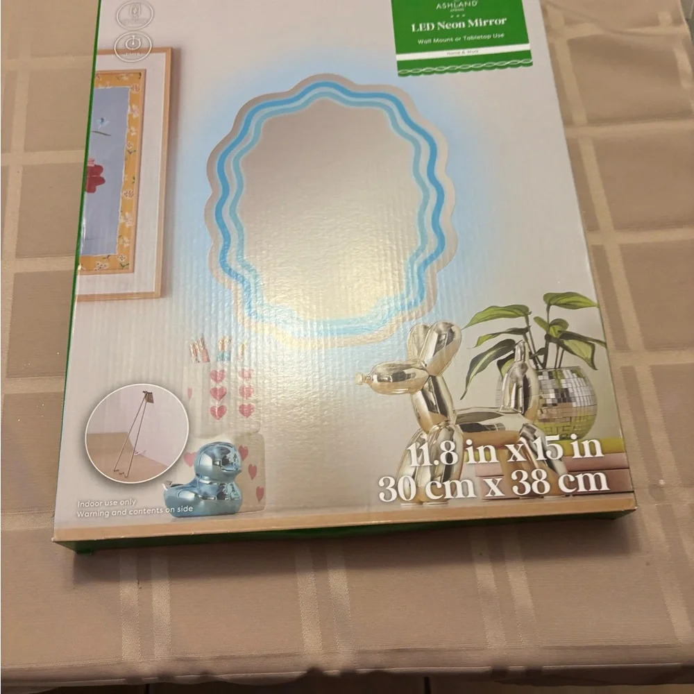 Ashland LED Neon Mirror - Blue and Silver